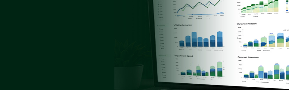 Contact page hero Laptop displaying a Budget vs Actual dashboard