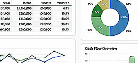 Contact page hero Laptop displaying a Budget vs Actual dashboard
