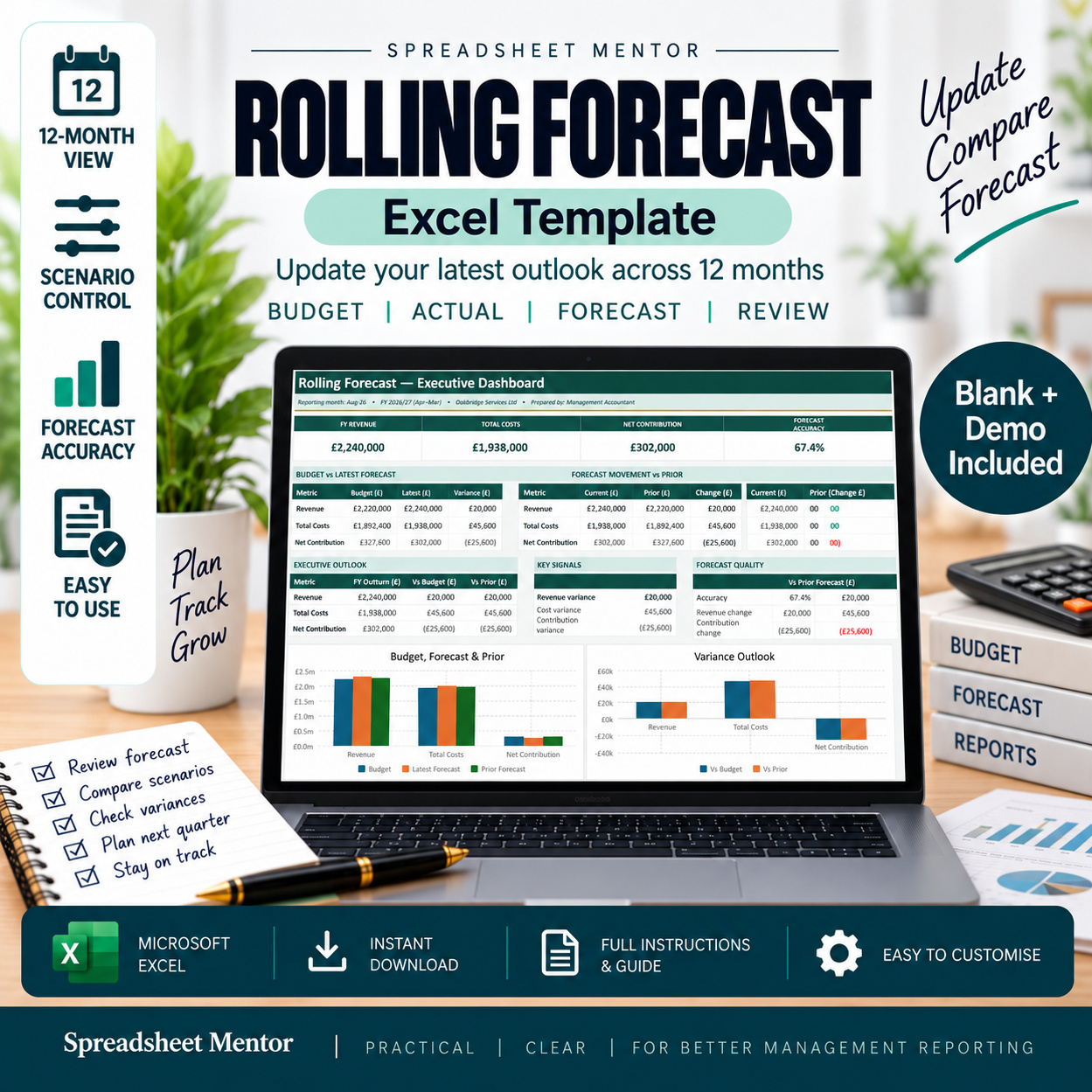 Rolling Forecast Excel template promotional image